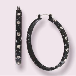 BCBGeneration Medium Pavé Splatter Hoop Earrings in Black
